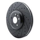 R1 20-25 Jaguar E-Pace Front Left Drilled & Slotted Black Brake Rotor