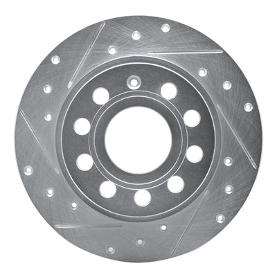 R1 10-19 Audi A3 Rear Left Drilled & Slotted Silver Brake Rotor