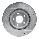 R1 13-24 Infiniti Q60 Front & Rear Drilled & Slotted Silver Brake Rotor Set