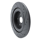 R1 -25 Subaru Ascent Rear Left Drilled & Slotted Black Brake Rotor