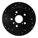 R1 2012-2018 Lexus ES300H Rear Left Drilled & Slotted Black Brake Rotor