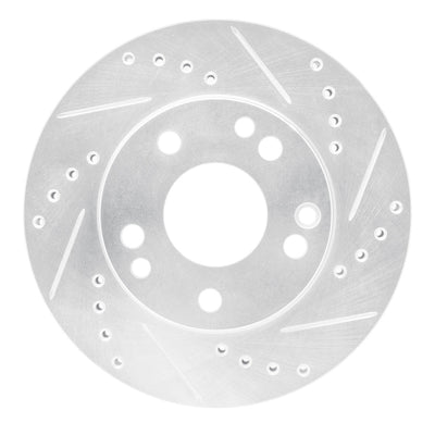 R1 87-93 Mercedes-Benz 190E Front Right Drilled & Slotted Silver Brake Rotor