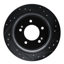 R1 17-23 Hyundai Kona EV Rear Right Drilled & Slotted Black Brake Rotor
