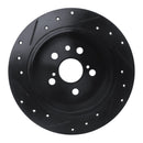 R1 94-95 Toyota Celica Rear Right Drilled & Slotted Black Brake Rotor