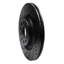 R1 2017-2025 Alfa Romeo Stelvio Front Right Drilled & Slotted Black Brake Rotor