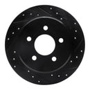 R1 91-95 Ford Crown Victoria Rear Right Drilled & Slotted Black Brake Rotor