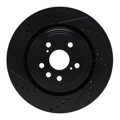 R1 20-25 Lexus RX350h Front Left Drilled & Slotted Black Brake Rotor