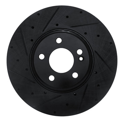R1 15-23 Mercedes-Benz C300 Sedan Front Left Drilled & Slotted Black Brake Rotor