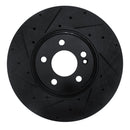 R1 15-23 Mercedes-Benz C300 Sedan Front Left Drilled & Slotted Black Brake Rotor
