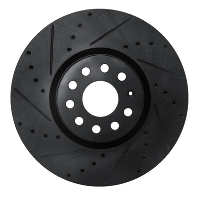 R1 18-25 Volkswagen ATLAS Front Left Drilled & Slotted Black Brake Rotor