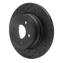 R1 06-10 BMW 528I xDrive Rear Left Drilled & Slotted Black Brake Rotor