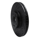 R1 09-14 Hyundai Genesis Sedan Front Left Drilled & Slotted Black Brake Rotor
