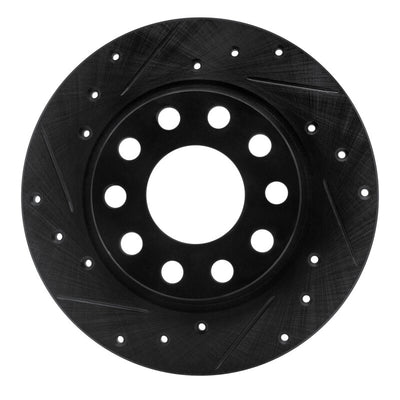 R1 01-03 Volkswagen EuroVan Front Left Drilled & Slotted Black Brake Rotor