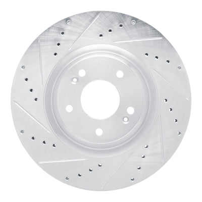 R1 19-22 Hyundai Veloster N Front Left Drilled & Slotted Silver Brake Rotor
