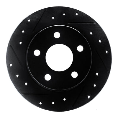 R1 93-05 Ford Taurus SHO Rear Left Drilled & Slotted Black Brake Rotor