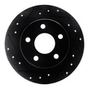 R1 93-05 Ford Taurus SHO Rear Left Drilled & Slotted Black Brake Rotor