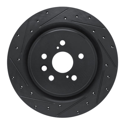 R1 2020-2025 Lexus RX350 Rear Left Drilled & Slotted Black Brake Rotor