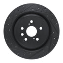 R1 2020-2025 Lexus RX350 Rear Left Drilled & Slotted Black Brake Rotor