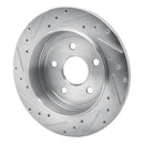 R1 05-10 Jeep Commander Rear Right Drilled & Slotted Silver Brake Rotor
