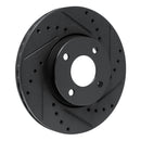 R1 17-25 Nissan Versa Front Right Drilled & Slotted Black Brake Rotor