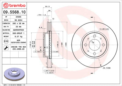 Brembo 1993 Volvo 850 Front Premium OE Equivalent Rotor