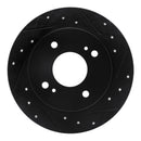 R1 90-06 Infiniti G20 Rear Right Drilled & Slotted Black Brake Rotor