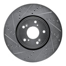 R1 14-20 Acura TLX Front Left Drilled & Slotted Silver Brake Rotor