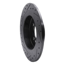 R1 09-14 Mini Cooper (Excl Clubman) Rear Right Drilled & Slotted Black Brake Rotor