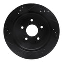 R1 97-05 Chevrolet S10 Rear Right Drilled & Slotted Black Brake Rotor