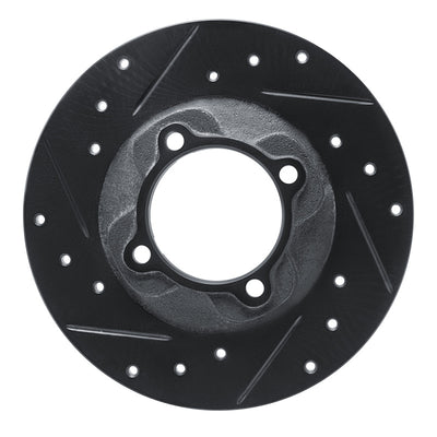 R1 81-85 Mazda GLC Front Left Drilled & Slotted Black Brake Rotor
