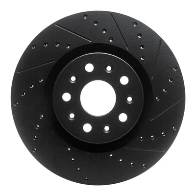 R1 14-25 Cadillac CT6 Front Right Drilled & Slotted Black Brake Rotor