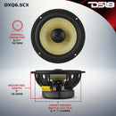 DS18 Deluxe Quality 6.5in Coaxial 150 Watts RMS 4 ohm Yellow Straw + Composite Foam Cone