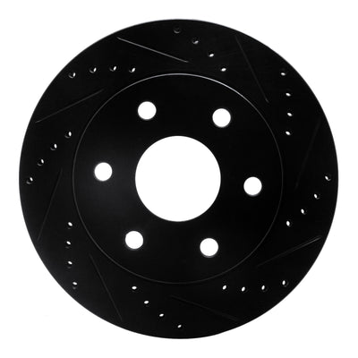 R1 04-05 Infiniti QX56 Front Right Drilled & Slotted Black Brake Rotor