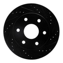 R1 04-05 Infiniti QX56 Front Right Drilled & Slotted Black Brake Rotor