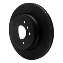 R1 08-13 BMW 135I Rear Left Drilled & Slotted Black Brake Rotor