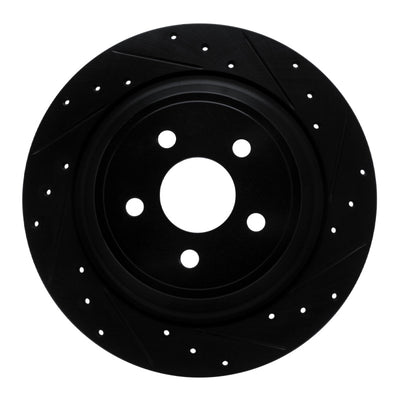 R1 15-24 Ford Fusion Rear Right Drilled & Slotted Black Brake Rotor