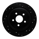 R1 15-24 Ford Fusion Rear Right Drilled & Slotted Black Brake Rotor