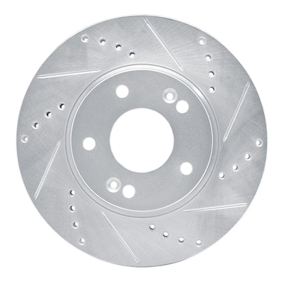R1 10-13 Kia Forte5 Front Right Drilled & Slotted Silver Brake Rotor