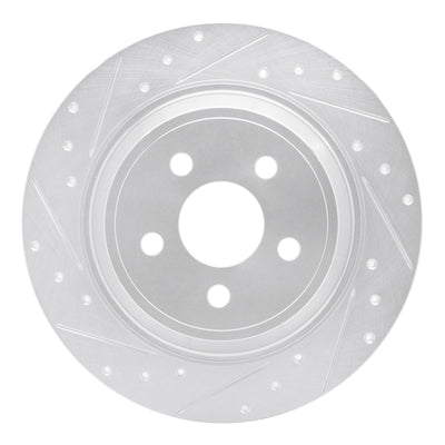 R1 15-24 Ford Edge Rear Left Drilled & Slotted Silver Brake Rotor