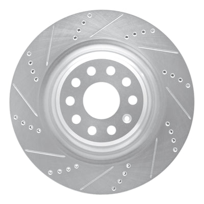 R1 12-21 Tesla Model S Rear Left Drilled & Slotted Silver Brake Rotor