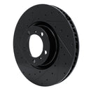 R1 10-24 Audi e-Tron GT Left Front Drilled & Slotted Black Brake Rotor