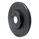 R1 04-19 Ford Focus Front Left Drilled & Slotted Black Brake Rotor