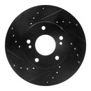 R1 89-99 Infiniti I30 Front Left Drilled & Slotted Black Brake Rotor
