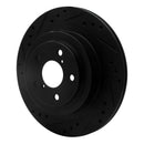 R1 05-09 Subaru Legacy Rear Left Drilled & Slotted Black Brake Rotor