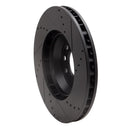 R1 03-15 Audi Q7 Right Front Drilled & Slotted Black Brake Rotor