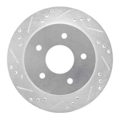 R1 97-05 Chevrolet S10 Rear Left Drilled & Slotted Silver Brake Rotor