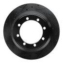 R1 99-04 Ford F-350 Super Duty 2WD Rear Left Drilled & Slotted Black Brake Rotor