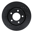 R1 01-07 Chrysler Town & Country Front Left Drilled & Slotted Black Brake Rotor