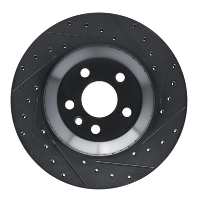 R1 20-26 Jaguar F-Pace Rear Right Drilled & Slotted Black Brake Rotor
