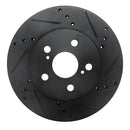 R1 16-22 Toyota Corolla (US/Canada) Front Right Drilled & Slotted Black Brake Rotor